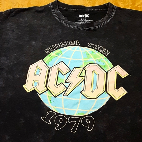 AC⚡DC ROCK BAND Sumner Tour 1979 Size L WOMENS Color Black Pink - Picture 3 of 7